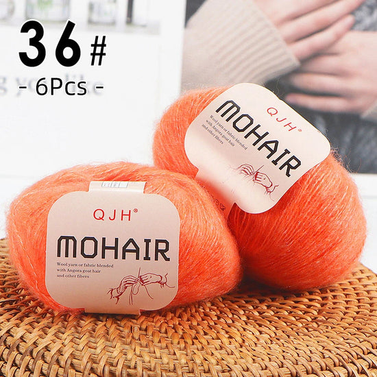 Set 6 gomitoli filato mohair morbido – lana angora effetto fluffy per maglioni, sciarpe, shawl fai-da-te