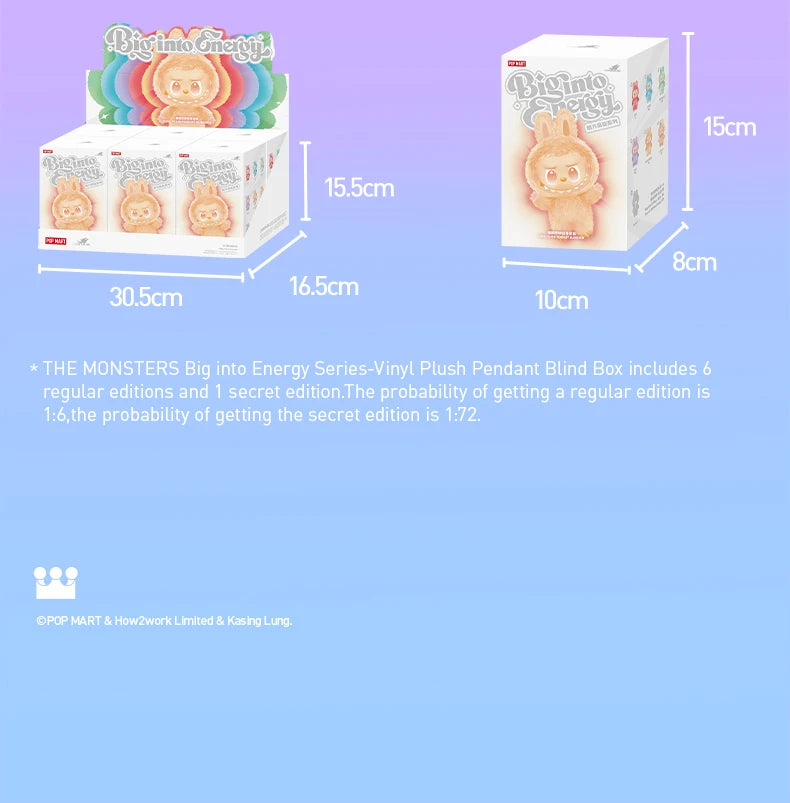POP MART The Monsters Big Into Energy – Vinil / peluche pendant blind box, collezione limitata, altezza 17 cm