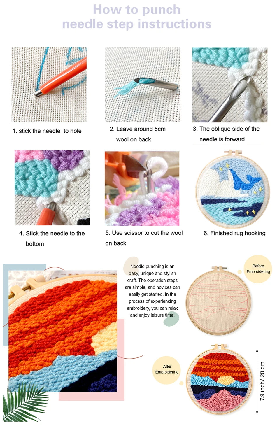 Kit Punch Needle Animali – Ricamo DIY per Principianti