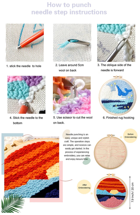 Kit Punch Needle Animali – Ricamo DIY per Principianti