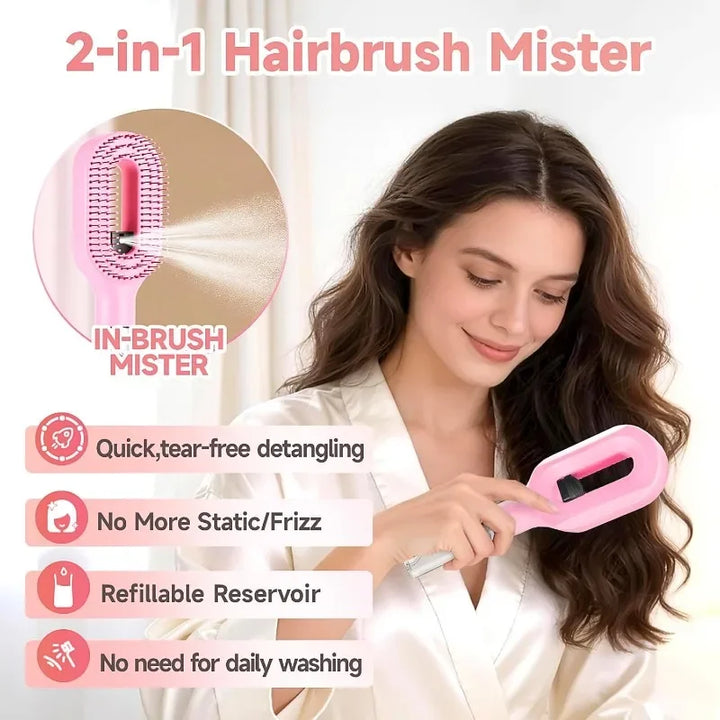Spazzola Lisciante Capelli 2 in 1 – Pettine con Spruzzino Integrato