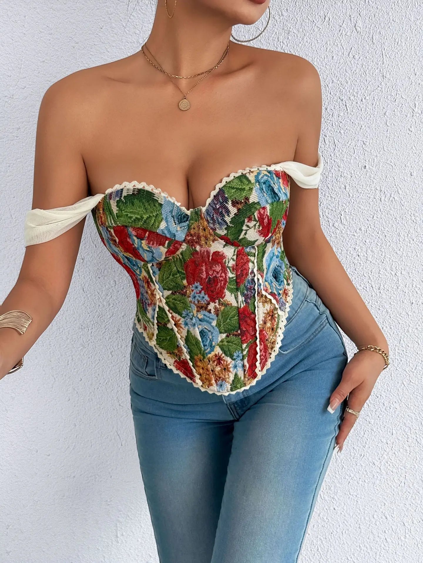 Top Donna in Pizzo Ricamato – Corsetto Elegante e Sexy