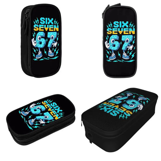 Meme 6 7 Six Seven Italian Steal A Brainrot 67 Pencil Case Canvas Pencil Box Child Vintage College School Pencil Cases Supplies