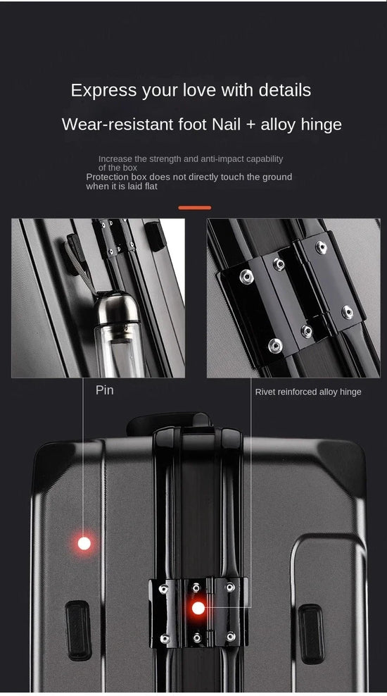 Trolley rigido alluminio 20-26″ cabina/da viaggio con serratura TSA + porte USB – valigia leggera e professionale