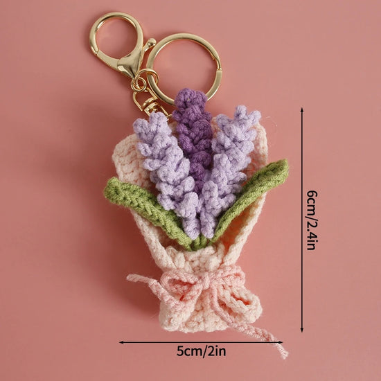 Portachiavi fiore all’uncinetto artigianale – charm amigurumi handmade per borse e chiavi