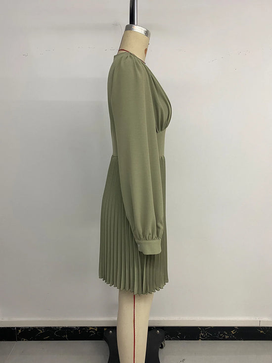 Vestito estivo midi elegante A-line con maniche a lanterna 2026