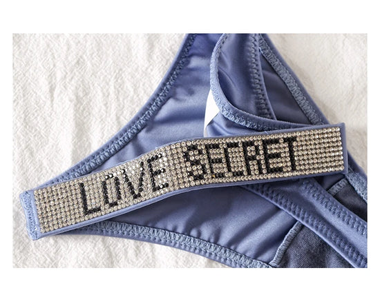 Perizoma sportivo donna con strass e scritta sexy – Intimo G-string vita alta in microfibra elasticizzata