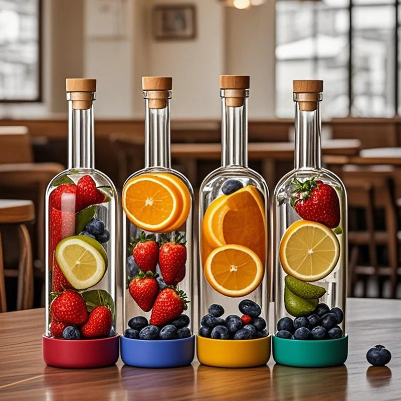 Bottiglia per Licuori in Vetro 800 ml con Scala Graduata per Cocktail e Cucina