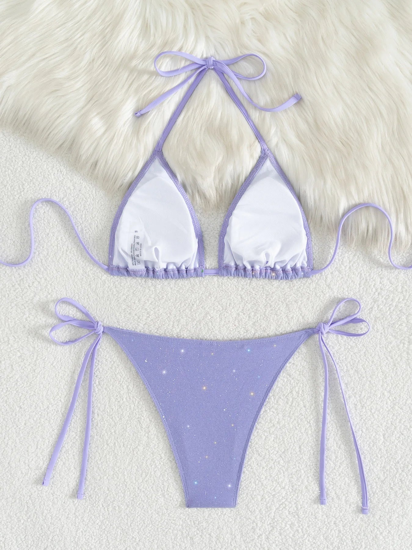 Bikini Nero con Paillettes – Costume Sexy Push Up Brillante