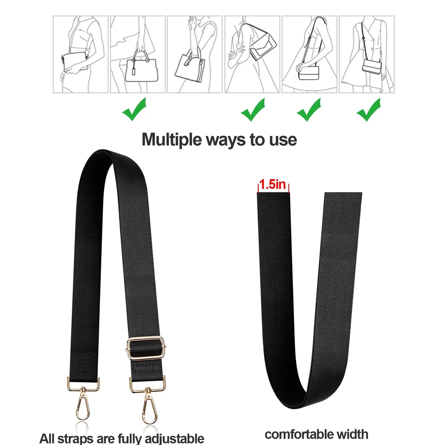 Tracolla borsa regolabile stile “guitar strap” 2025 – cinghia staccabile stampata, originale crossbody / shoulder strap
