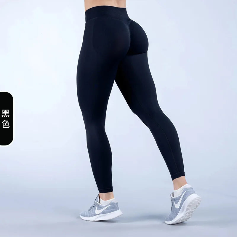 Leggings Teveo con Logo – Seamless Yoga & Gym per Donna, Vita Alta e Scrunch