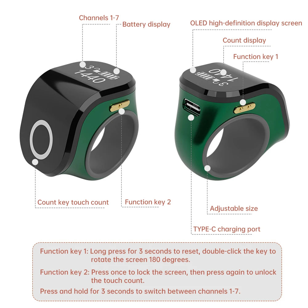 Contatore Digitale da Dito con Schermo OLED Impermeabile – Clicker Elettronico per Uncinetto e Maglia