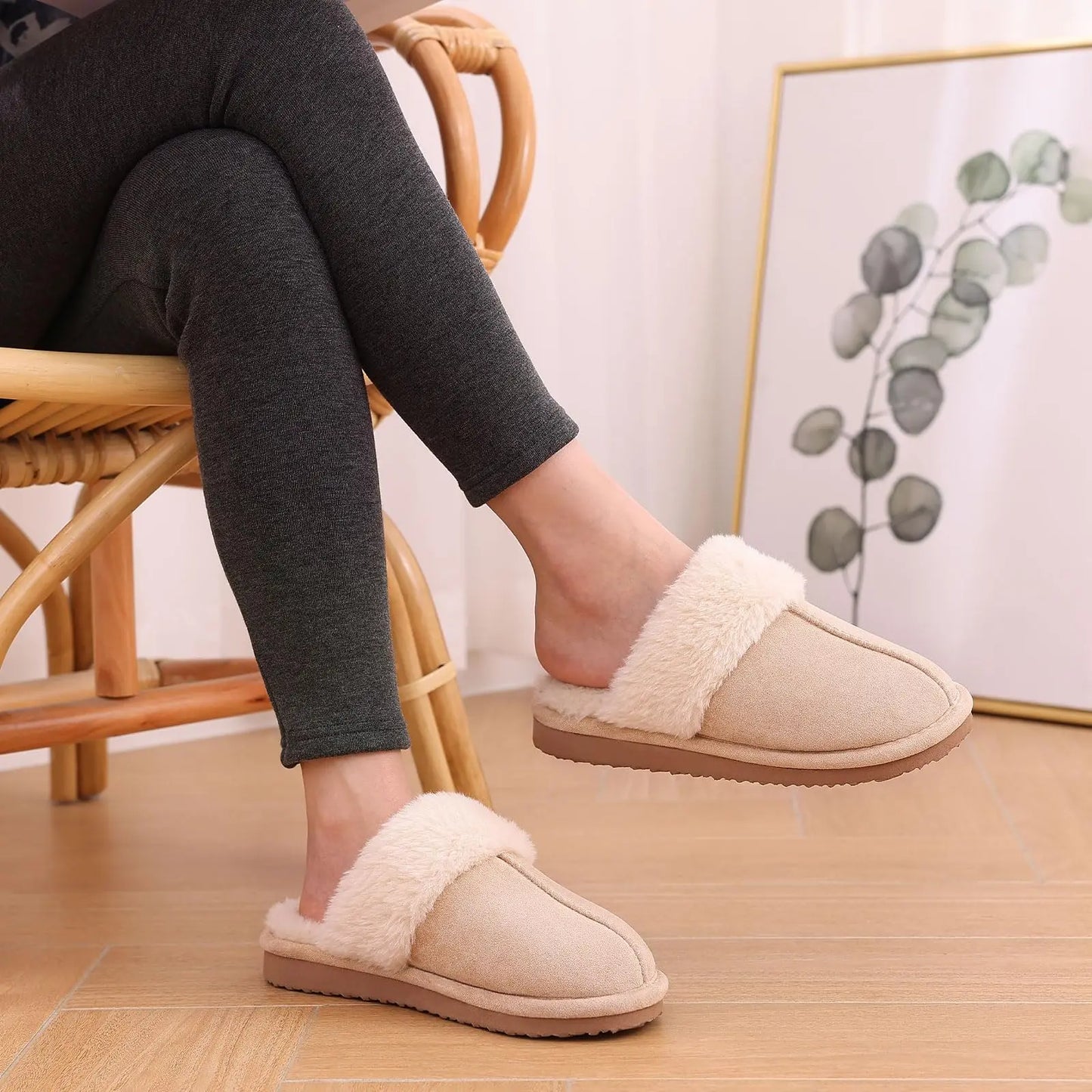 Ciabatte donna in pelliccia eco e suede – antiscivolo, indoor/outdoor, moda casa 2025