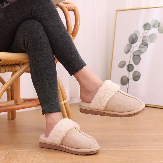 Ciabatte donna in pelliccia eco e suede – antiscivolo, indoor/outdoor, moda casa 2025