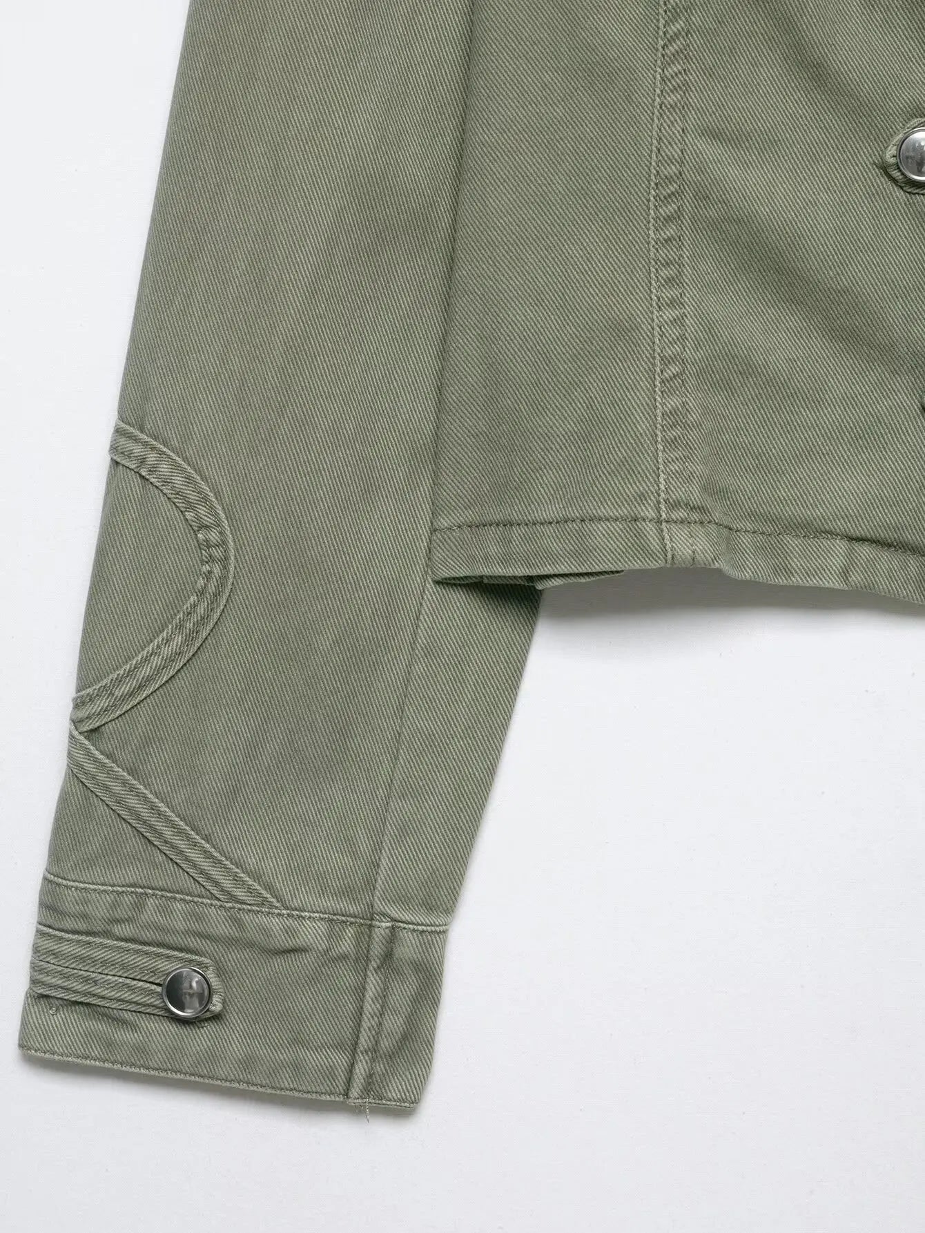 Giacca Corta Donna Effetto Denim con Bottoni e Collo Tondo