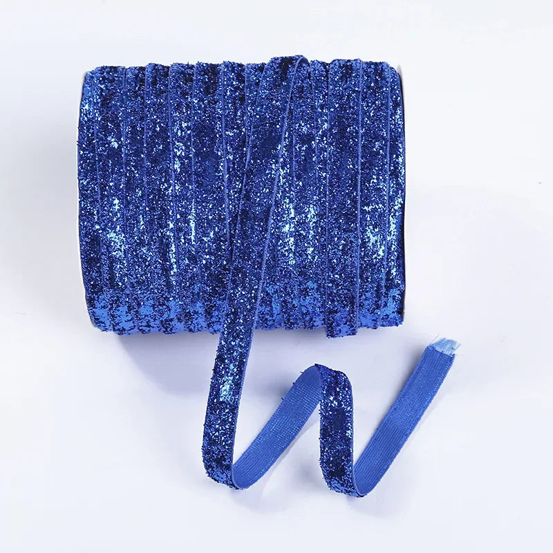 Nastro velluto glitter 10 mm – 50 metri multicolore per decorazioni, fai-da-te, confezioni regalo e artigianato