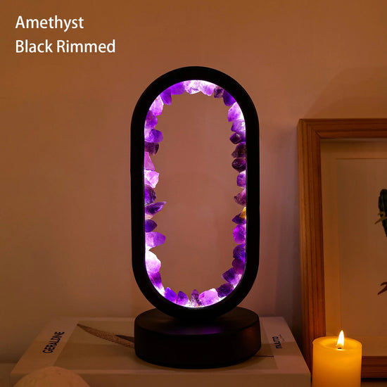 1PC LED Bedside Lamp | Natural Quartz & Amethyst Raw Stone Crystal Lamp | Soothing Night Light for Bedroom & Desk, Christmas Dec