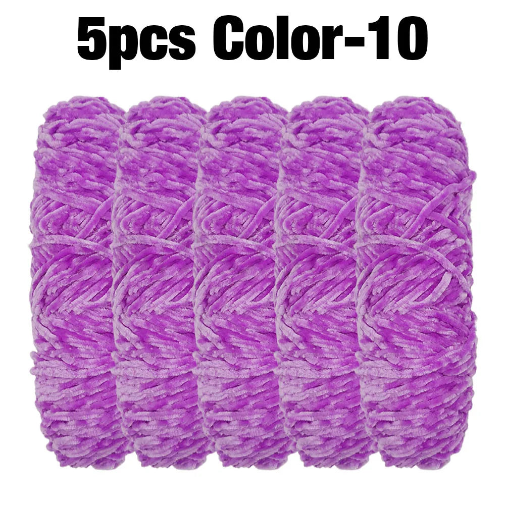 Set 5 rotoli filato ciniglia velluto 100 g – filo morbido e caldo per coperta, maglione, cuscini, DIY