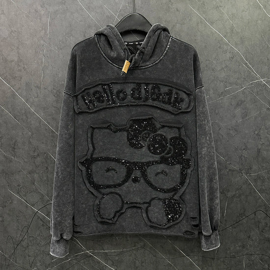 Felpa con cappuccio cartoon per donna – Stile casual oversize, dolce e versatile, ideale per l’autunno 2025