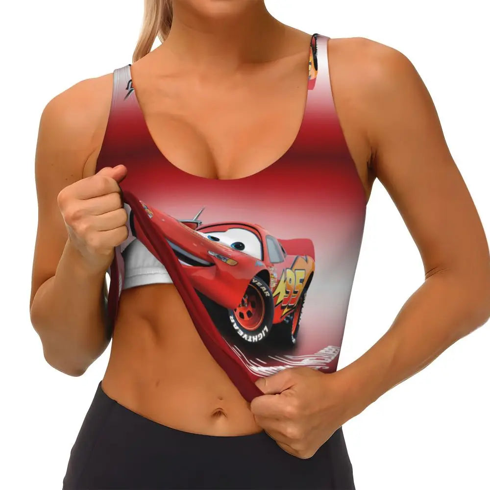 Maglia cars SaettaMcQueen Donna | Cartoon Fitness Crop Top Cars