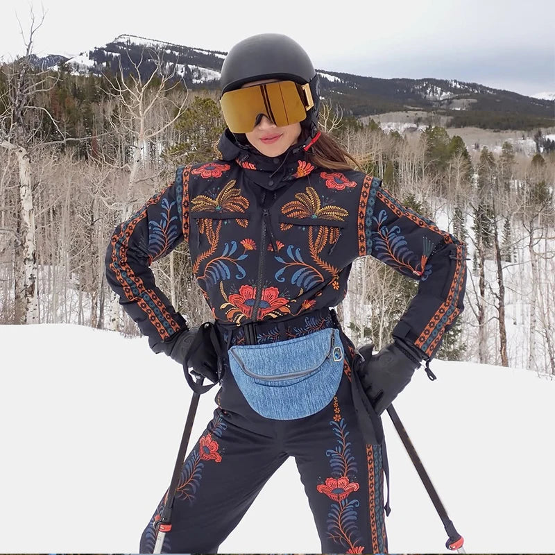 Tuta da neve donna con cappuccio, bianca o fantasia
