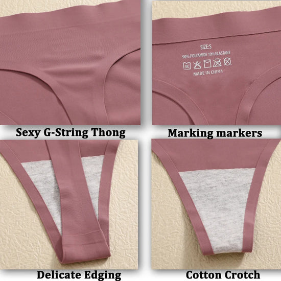 Set 7 pezzi perizomi donna seamless in ice-silk – vita bassa, T-back ultra sottile, mutandine low-waist comfort e invisibili