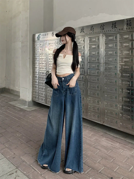 Baggy Jeans  larghi a vita alta effetto corsetto: stile Y2K con un tocco retrò per look streetwear di tendenza