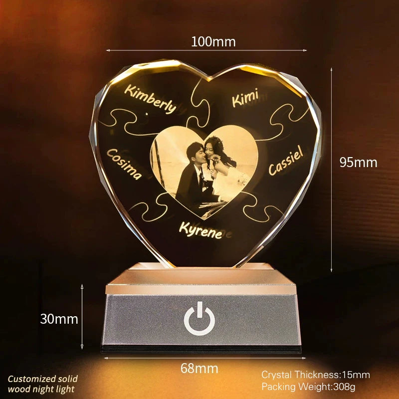 Cristallo Rotondo Personalizzato con Foto e Incisione – Ricordo Elegante per Anniversario e Matrimonio