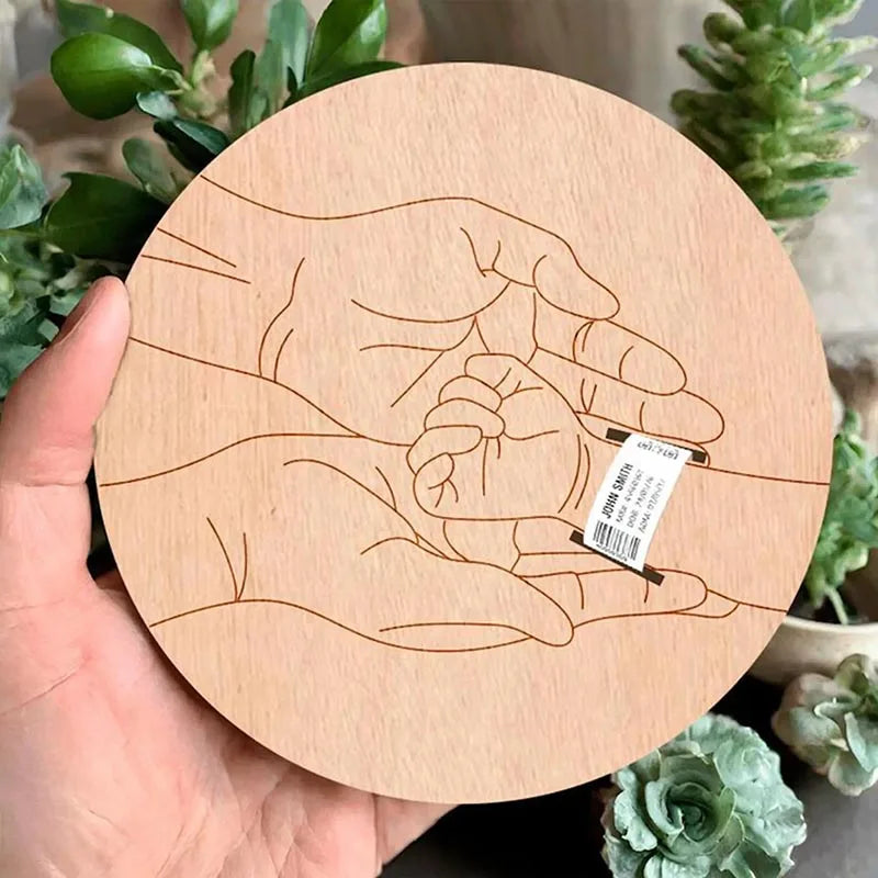Porta Braccialetto Nascita Neonato – Targhetta Hello World in Legno