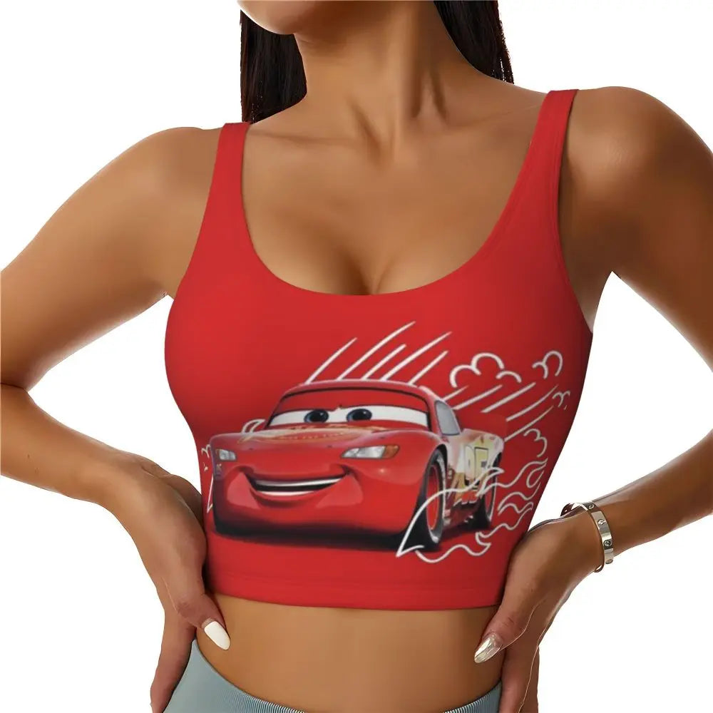 Maglia cars SaettaMcQueen Donna | Cartoon Fitness Crop Top Cars