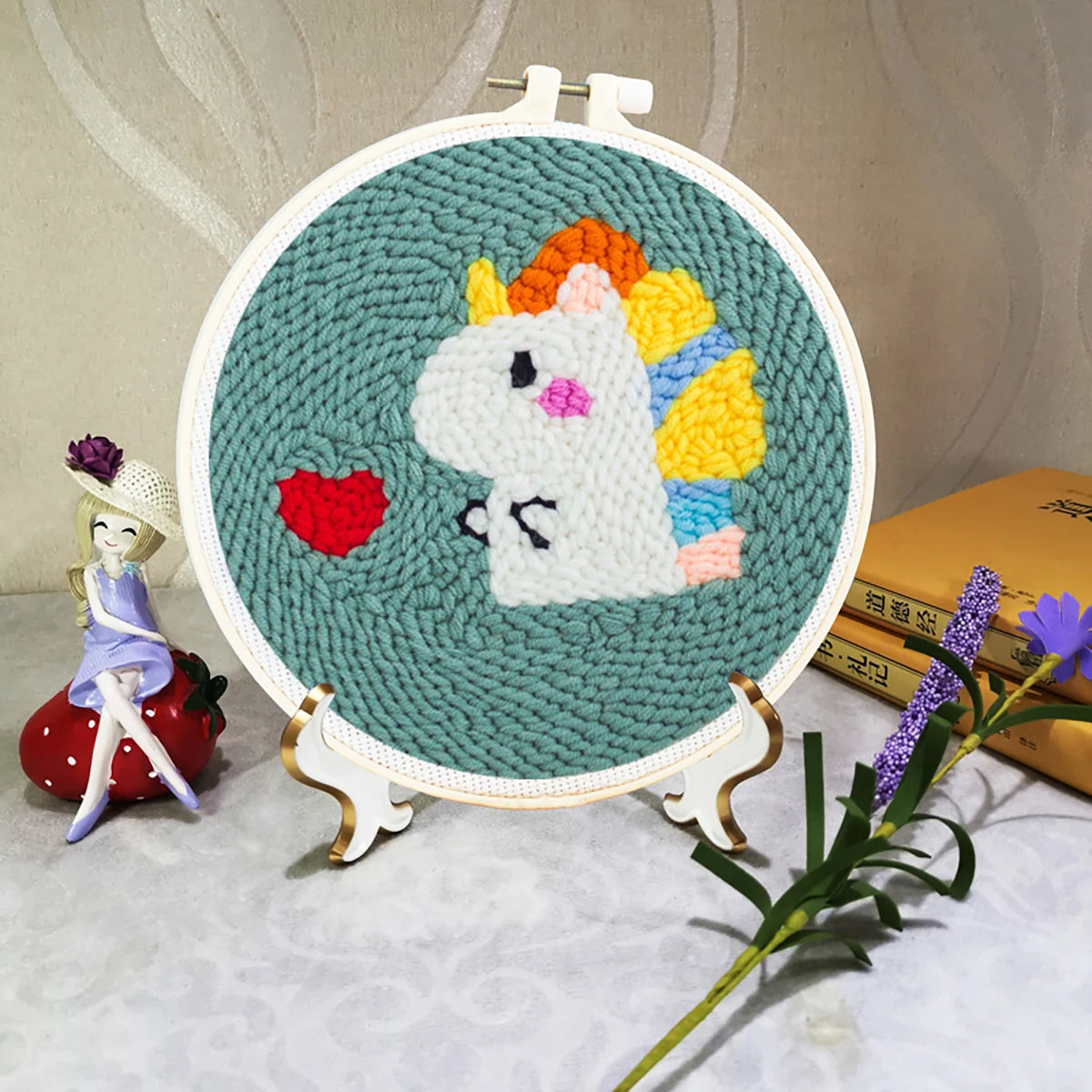 Kit Punch Needle Funghi e Fiori – Ricamo DIY Facile per Principianti