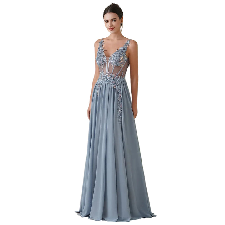 Abito Lungo Elegante da Sera Donna – Spacco con Spalline Sottili