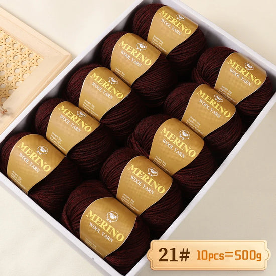 Set 500 g Filato Lana Medio-Spesso – 10 Gomitoli per Maglieria e Uncinetto