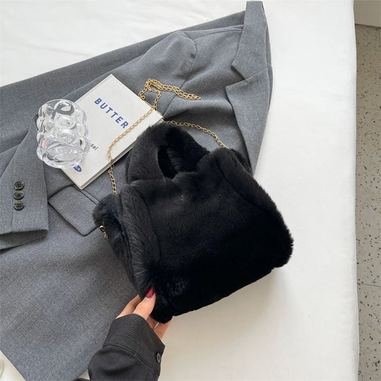 Shopper Tote Donna in Ecopelliccia Invernale – Borsa Furry Fluffy a Tracolla o Spalla