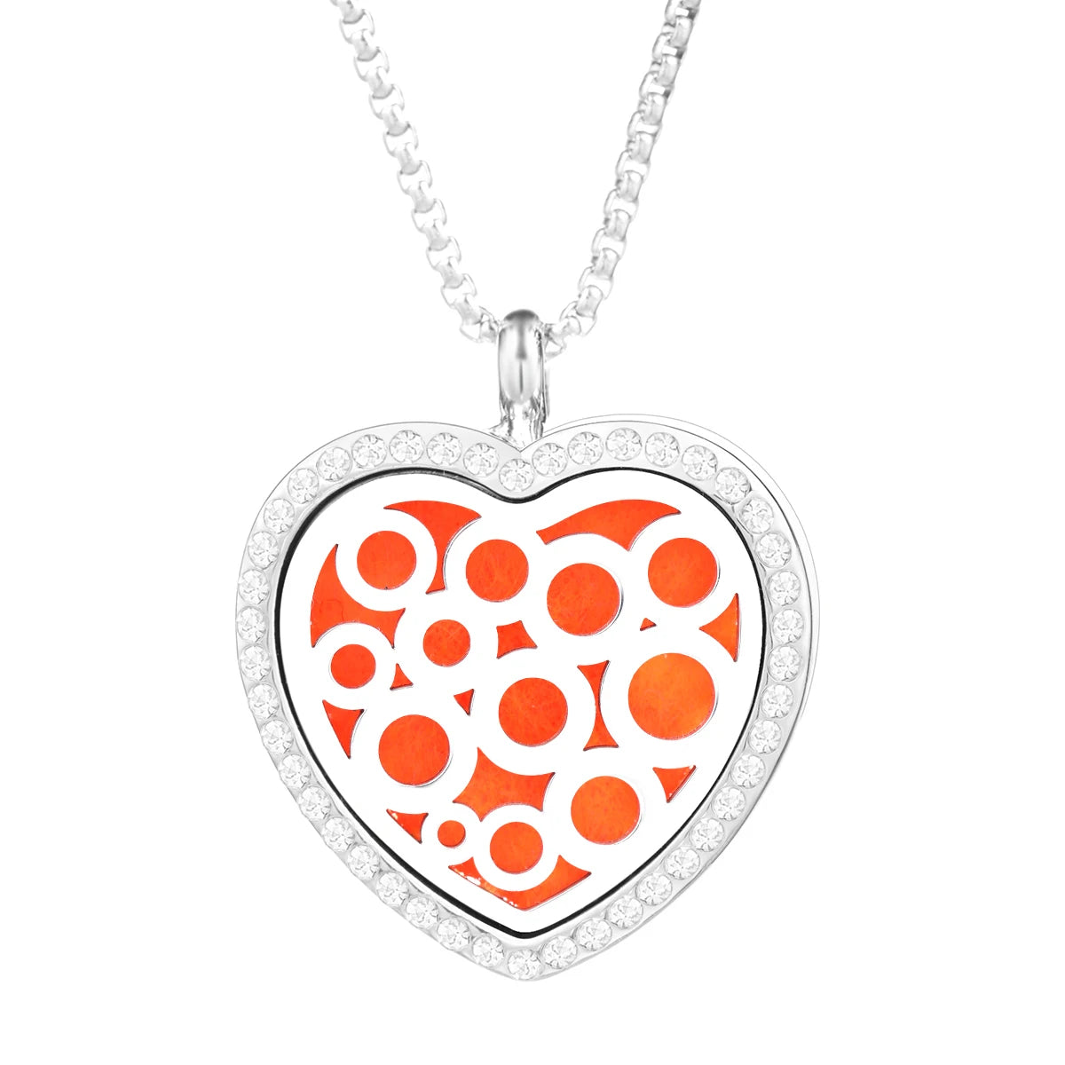 Collana Diffusore a Cuore con Strass in Acciaio Inox – Ciondolo Aromaterapia per Profumi e Oli Essenziali