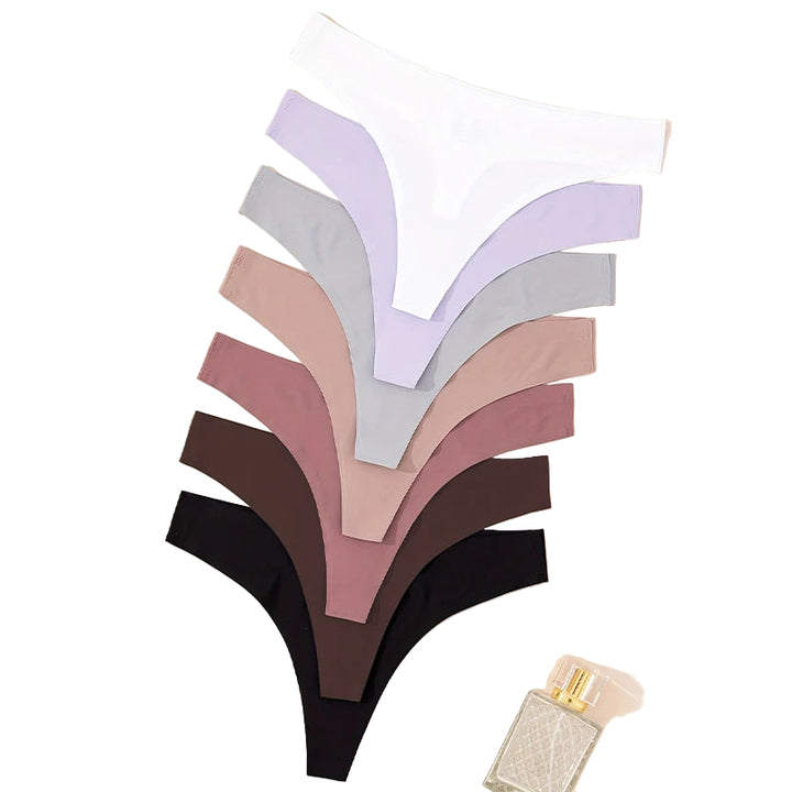 Set 7 pezzi perizomi donna seamless in ice-silk – vita bassa, T-back ultra sottile, mutandine low-waist comfort e invisibili