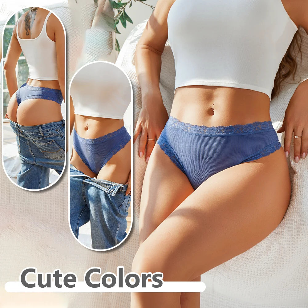 Set 5 pezzi perizomi donna vita media contrasto pizzo floreale – mutandine traspiranti sexy low-waist da S a XXL