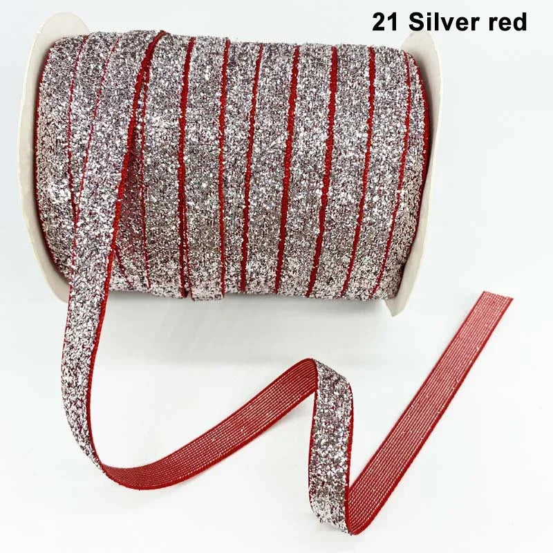 Nastro velluto glitter 10 mm – 50 metri multicolore per decorazioni, fai-da-te, confezioni regalo e artigianato