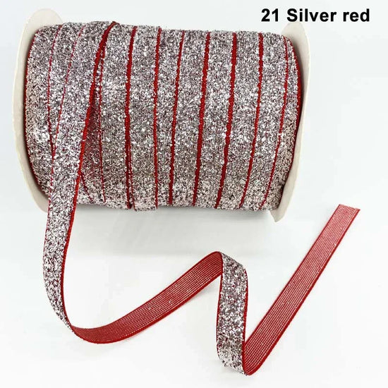 Nastro velluto glitter 10 mm – 50 metri multicolore per decorazioni, fai-da-te, confezioni regalo e artigianato