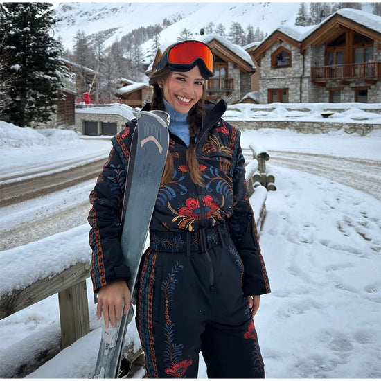 Tuta da neve donna con cappuccio, bianca o fantasia