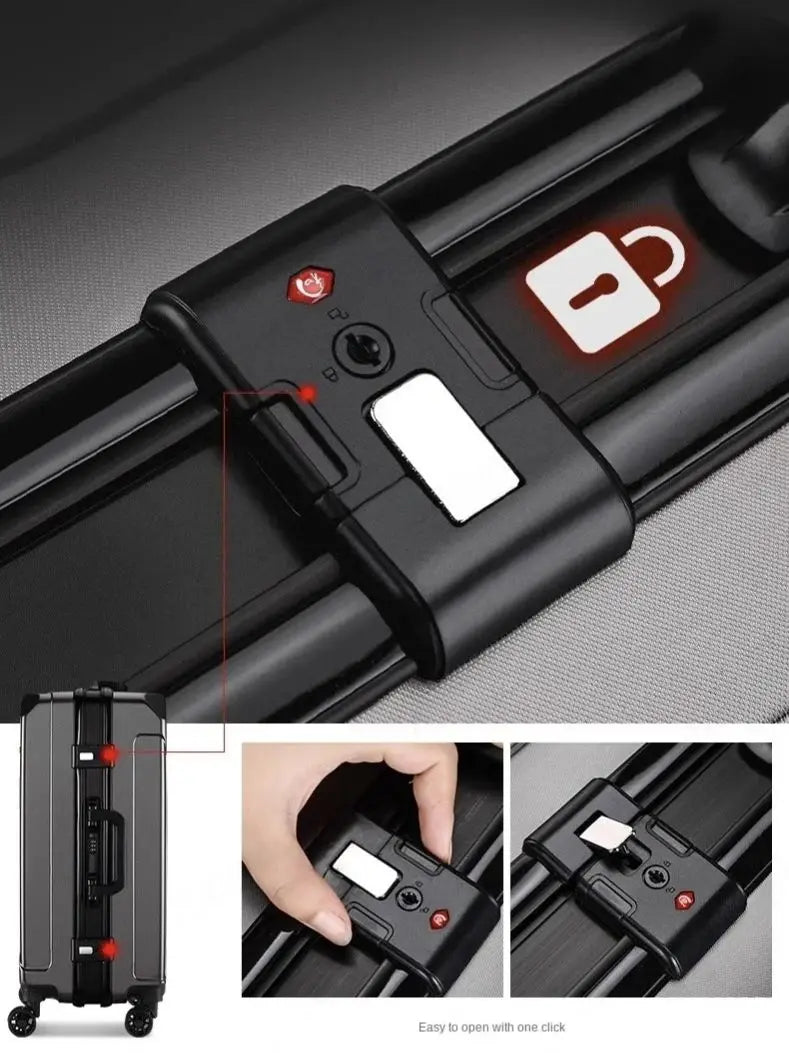 Trolley rigido alluminio 20-26″ cabina/da viaggio con serratura TSA + porte USB – valigia leggera e professionale