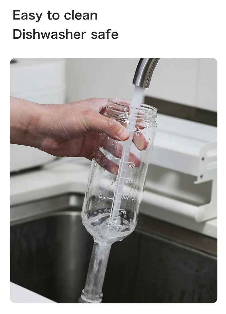 Bottiglia per Licuori in Vetro 800 ml con Scala Graduata per Cocktail e Cucina