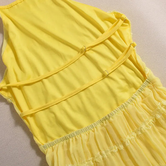 Abito Lungo Donna con Schiena Scoperta e Pieghe – Vestito Elegante Lotus Leaf 2026