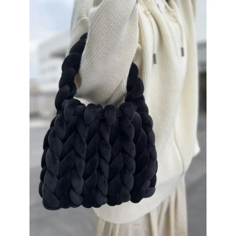 Borsa uncinetto in velluto intrecciato a mano – handbag artigianale unisex disponibile in più colori e dimensioni