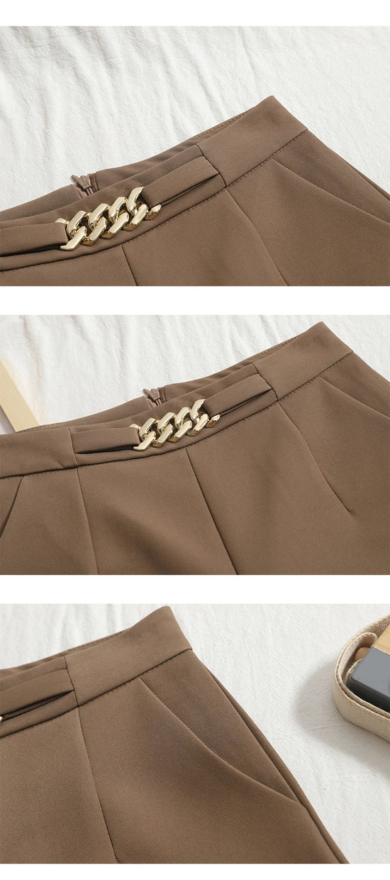 Shorts eleganti donna Heliar – A vita alta con zip e cintura femminile
