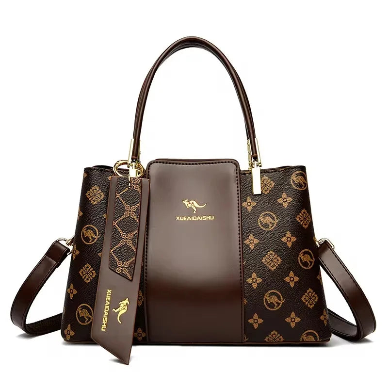 Borsa a tracolla donna con tasche e scomparti - Kangaroo Brown (modello marrone)