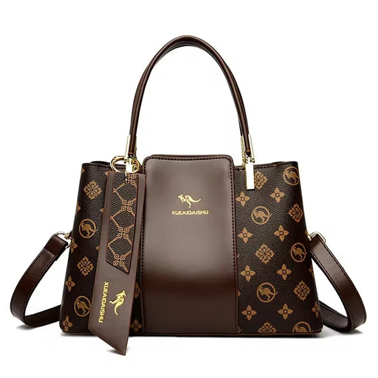 Borsa a tracolla donna con tasche e scomparti - Kangaroo Brown (modello marrone)