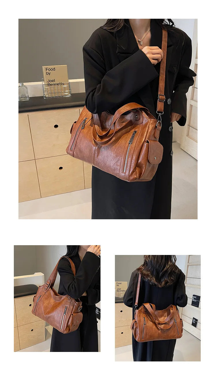 Soft Interior Compartment Shoulder Bags 2025 High Quality Contrasting Colors Bags for Women Fashion Zipper Pu Women's Handbags