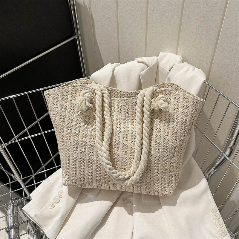 Borsa a Spalla Estiva in Paglia Intrecciata per Donna – Stile Boho Chic, Grande Capacità, Perfetta per Spiaggia e Vacanze