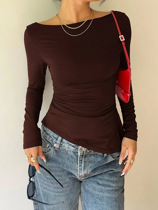 Maglia donna con pizzo e fiocco a maniche lunghe